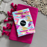 Pink Handloom Khadi Cotton Saree With White Heart Print Blouse